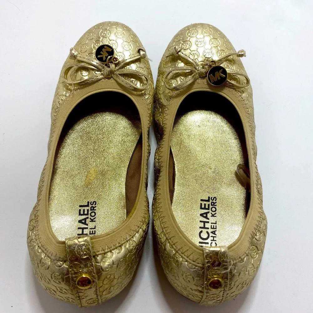 Michael Kors Girls Gold Ballet Flats Size 1